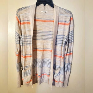 Maurices S cotton viscose blend cardigan sweater beige, peach and blue